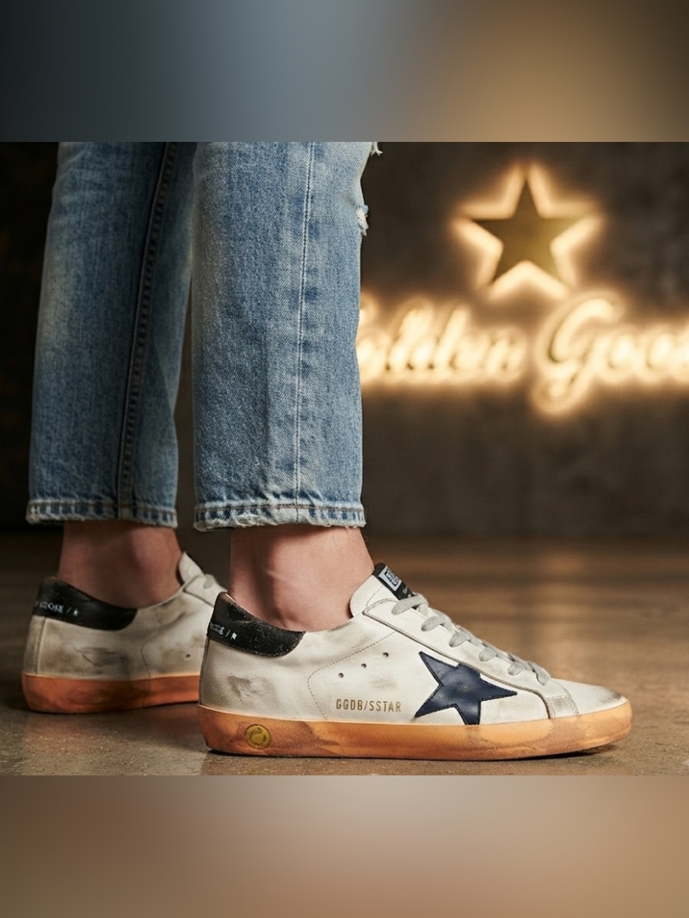 Authentic Golden Goose kids boys designer star leather sneakers sz 3 Euro 34